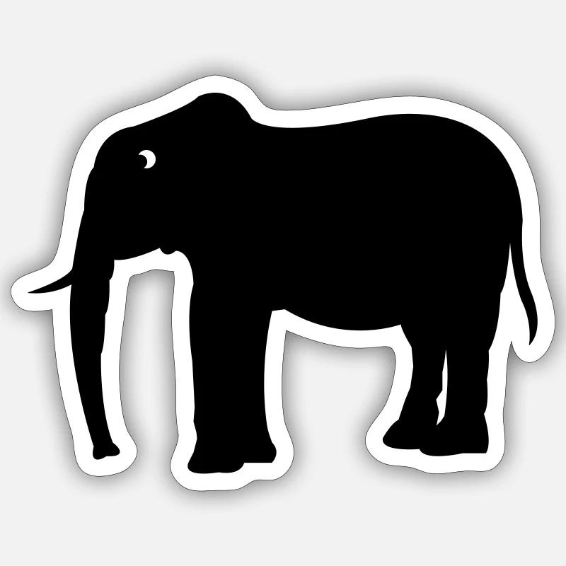 Éléphant - Sticker taille S (10 x 10 cm) - blanc mat