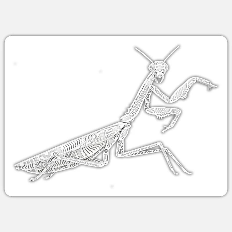 Gottesanbeterin - Sticker Größe S (10 x 10 cm) - Mattweiß