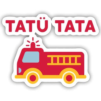 Tatü tata (Feuerwehrauto mit Leiter) - Sticker Größe S (10 x 10 cm) - Mattweiß - Vorne