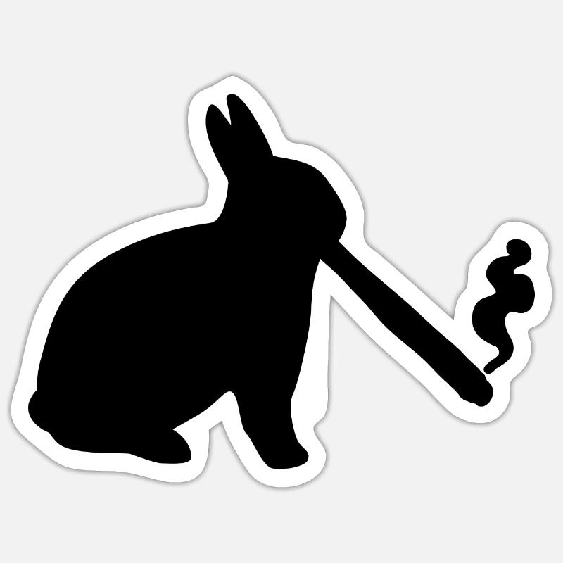Beau lapin - Sticker taille S (10 x 10 cm) - blanc mat