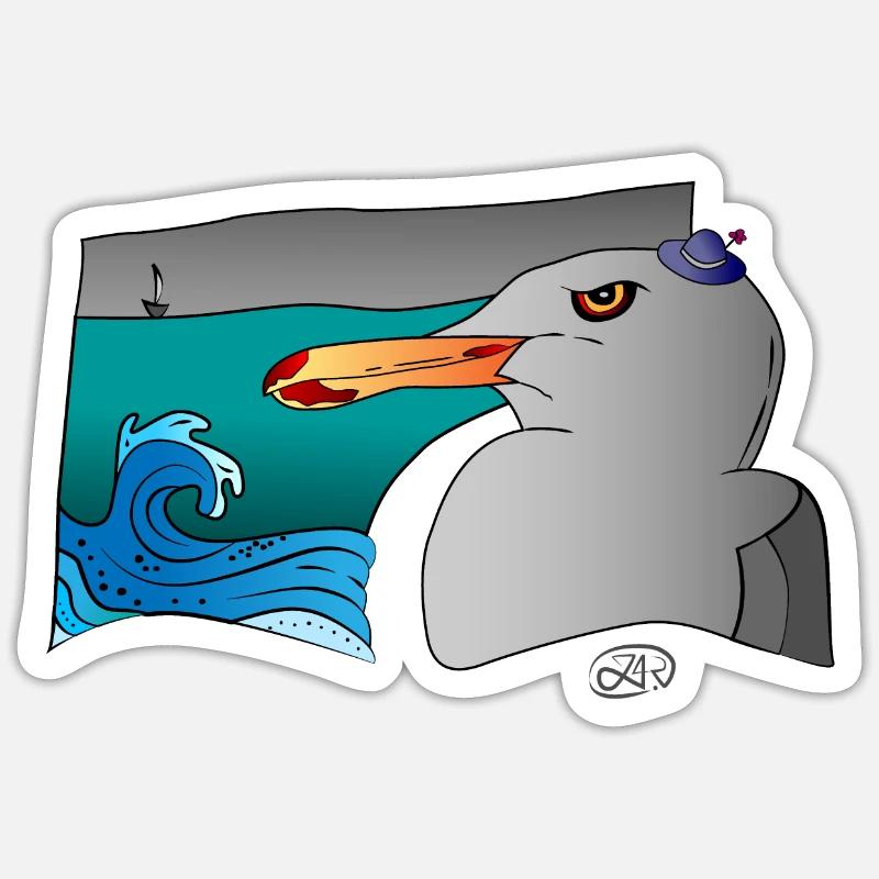 Mr. Möwe - Sticker size S (10 x 10 cm) - white matte