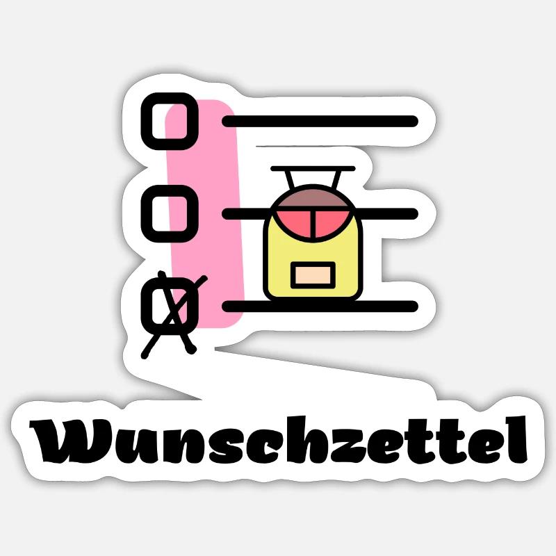 Wunschzettel Küchenmaschine Kochen für Anfänger - Sticker Größe S (10 x 10 cm) - Mattweiß
