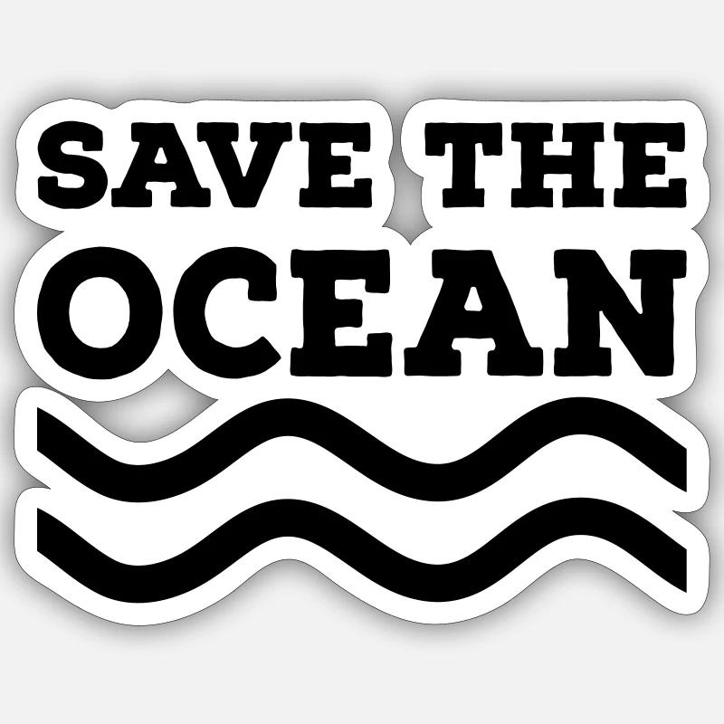 Rettet den Ozean - Sticker Größe S (10 x 10 cm) - Mattweiß