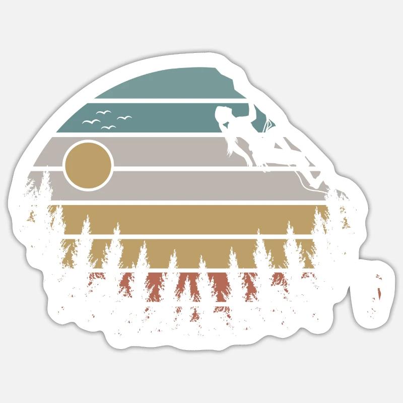 Retro Klettern Mädchen Kletterer Bouldern Sticker Größe S (10 x 10 cm)