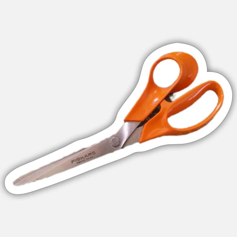 Orange Schere - Sticker Größe S (10 x 10 cm) - Mattweiß