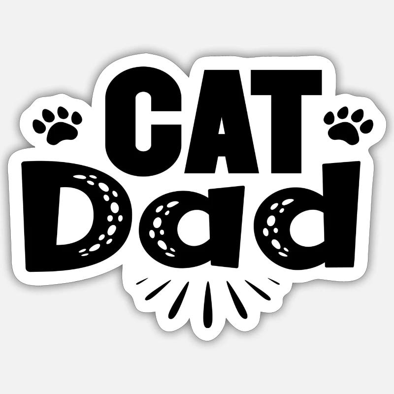 Cat Dad - Sticker Größe S (10 x 10 cm) - Mattweiß