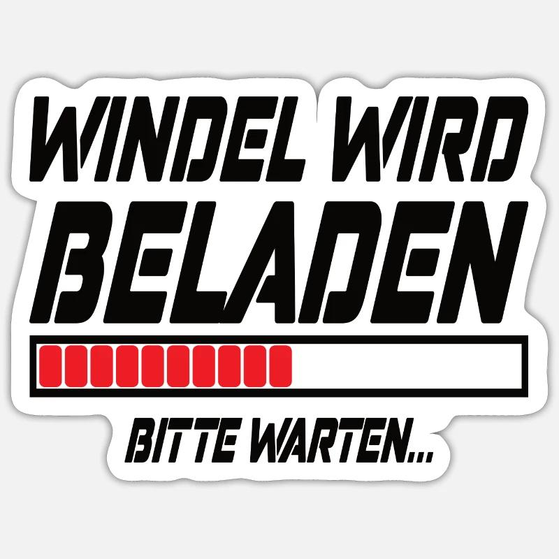 Windel Wird Beladen Bitte Warten... Sticker Größe S (10 x 10 cm)