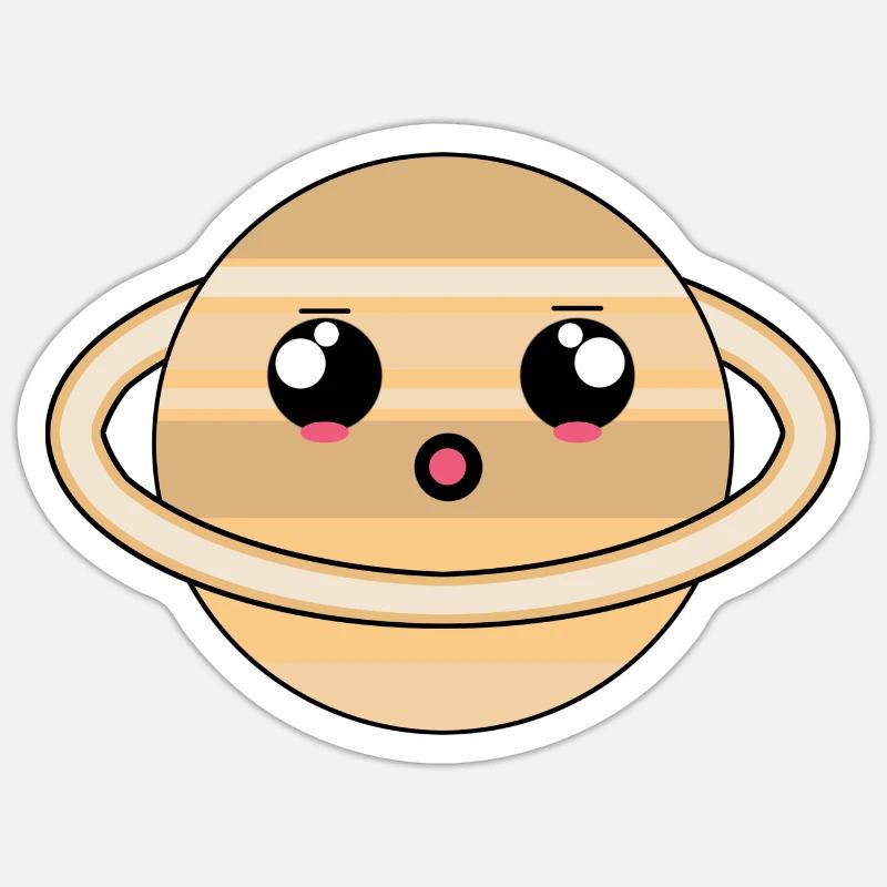 Kawaii - SATURNE - Sticker taille S (10 x 10 cm) - blanc mat