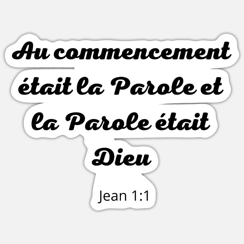 Au commencement Jean 1:1 - Sticker taille S (10 x 10 cm) - blanc mat
