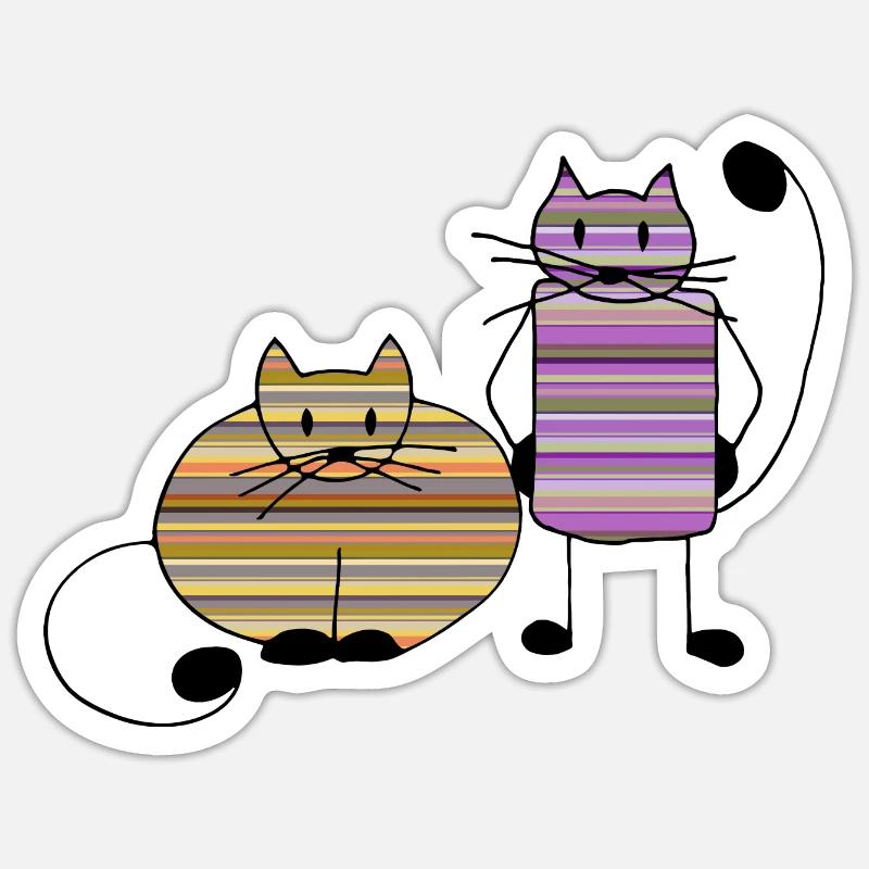 Chats - Sticker taille S (10 x 10 cm) - blanc mat