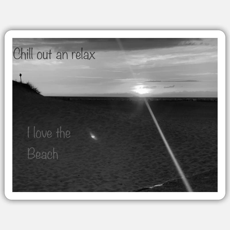 Beach Black and White - Sticker size S (10 x 10 cm) - white matte