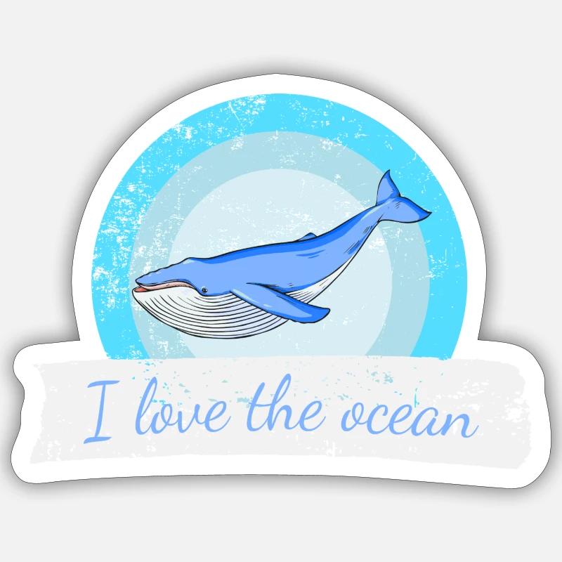 Blue whale - Sticker size S (10 x 10 cm) - white matte