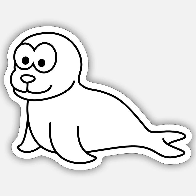 Seal Animal Comic - Sticker size S (10 x 10 cm) - white matte
