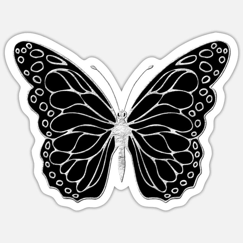 Papillon - Sticker taille S (10 x 10 cm) - blanc mat