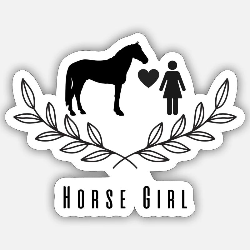 Fille de cheval - Sticker taille S (10 x 10 cm) - blanc mat