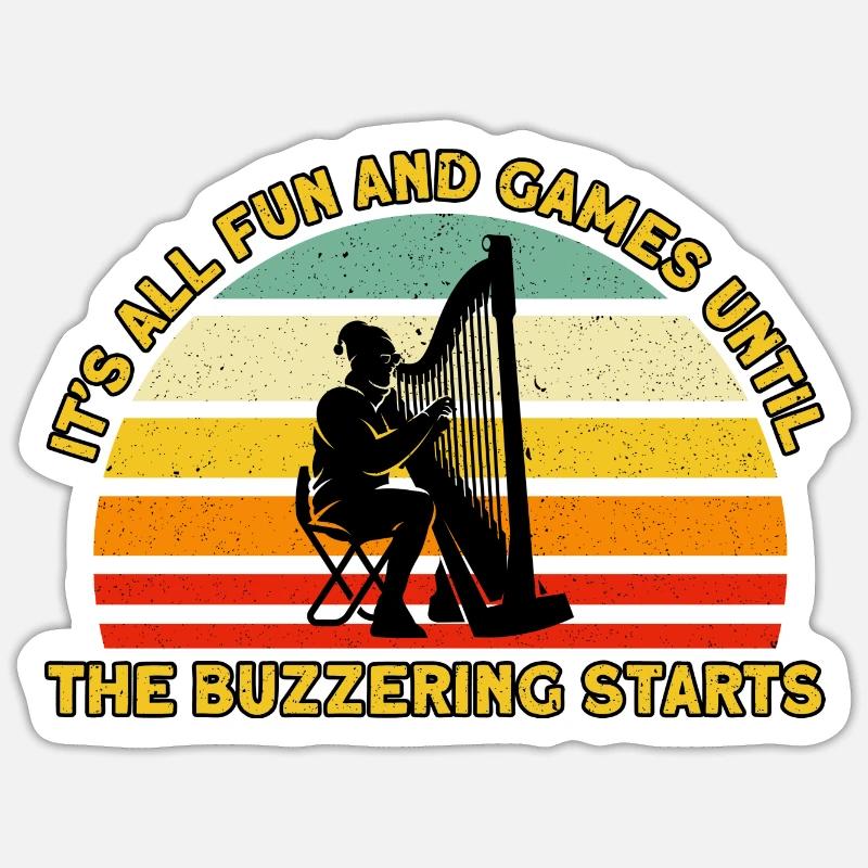 Harfenist Spaß und Spiel Summen beginnt Geschenk - Sticker Größe S (10 x 10 cm) - Mattweiß