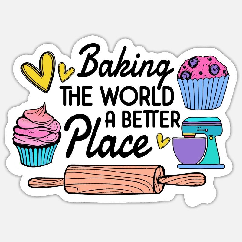 Backen Bäcker Bäckerin Bäckerei Konditorin Kuchen - Sticker Größe S (10 x 10 cm) - Mattweiß