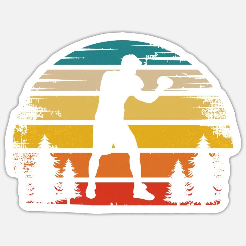 Boxe Soleil Rétro - Bo - Sticker taille S (10 x 10 cm) - blanc mat
