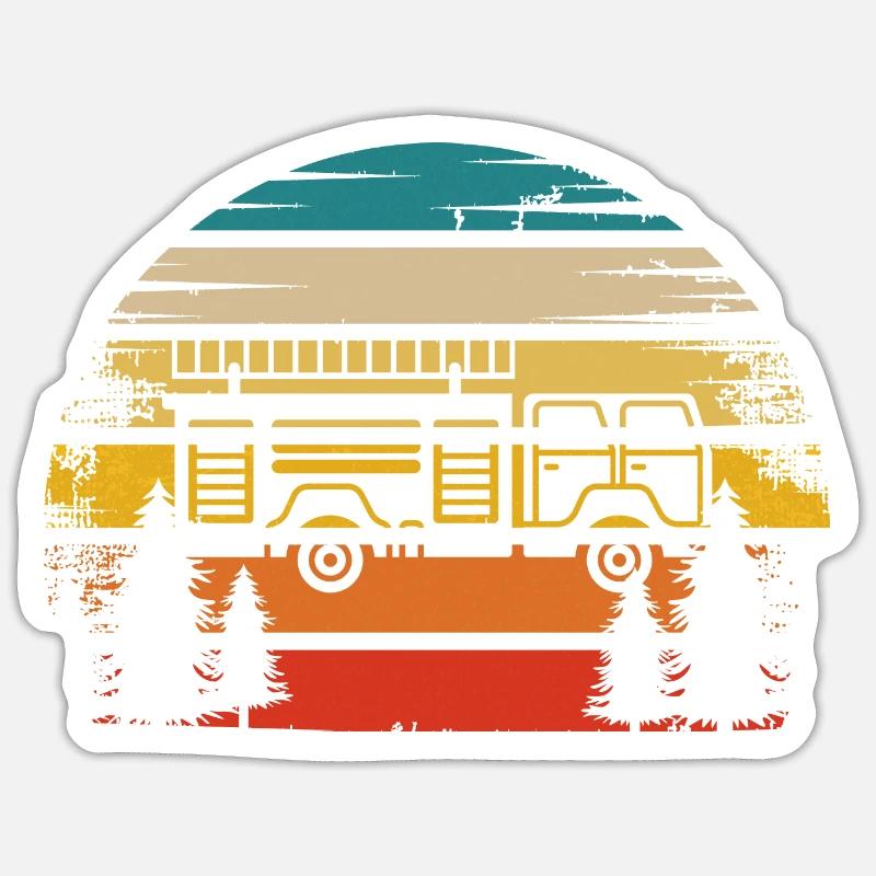 Retro Sun et pompier - (2) - Sticker taille S (10 x 10 cm) - blanc mat
