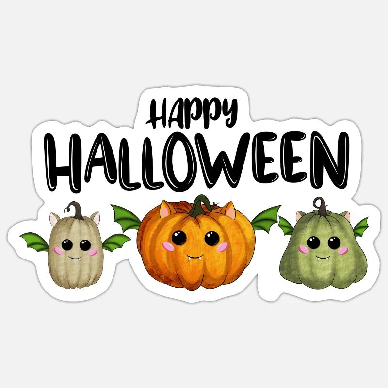 Joyeuses citrouilles d’Halloween - Sticker taille S (10 x 10 cm) - blanc mat