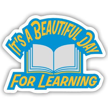 belle journée pour apprendre - Sticker taille S (10 x 10 cm) - blanc mat - Devant