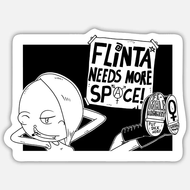 FLINTA Needs More Space! - Sticker Größe S (10 x 10 cm) - Mattweiß