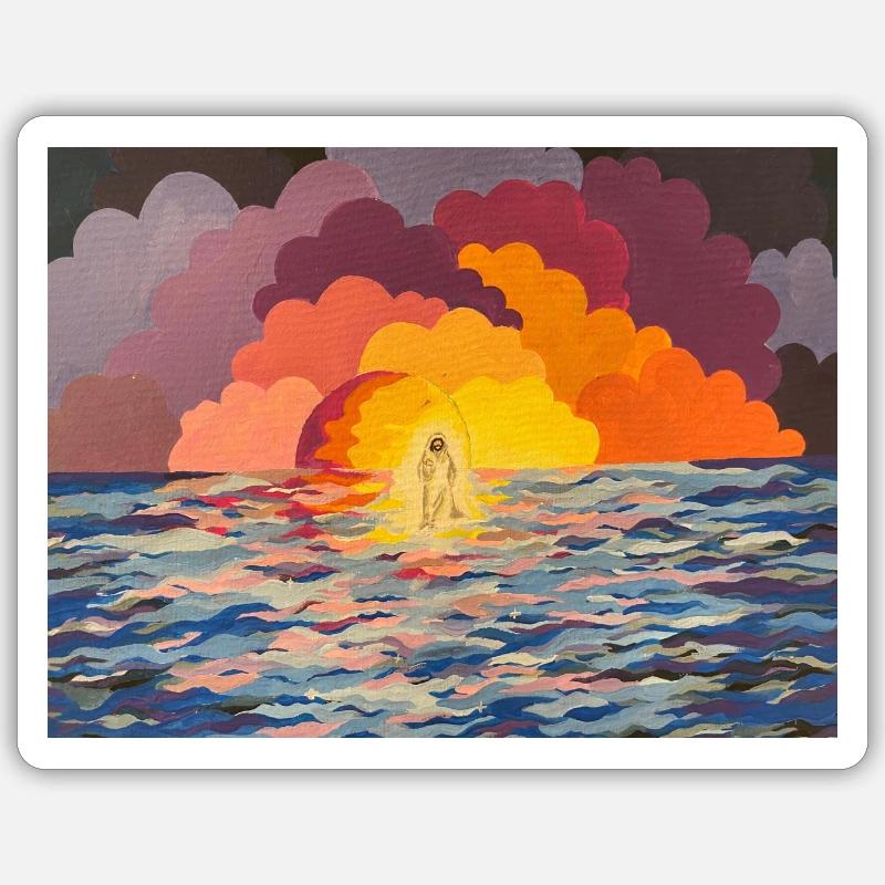Marcher sur l’eau - Sticker taille S (10 x 10 cm) - blanc mat