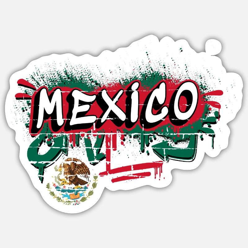 Mexico flag graffiti design - Sticker size S (10 x 10 cm) - white matte