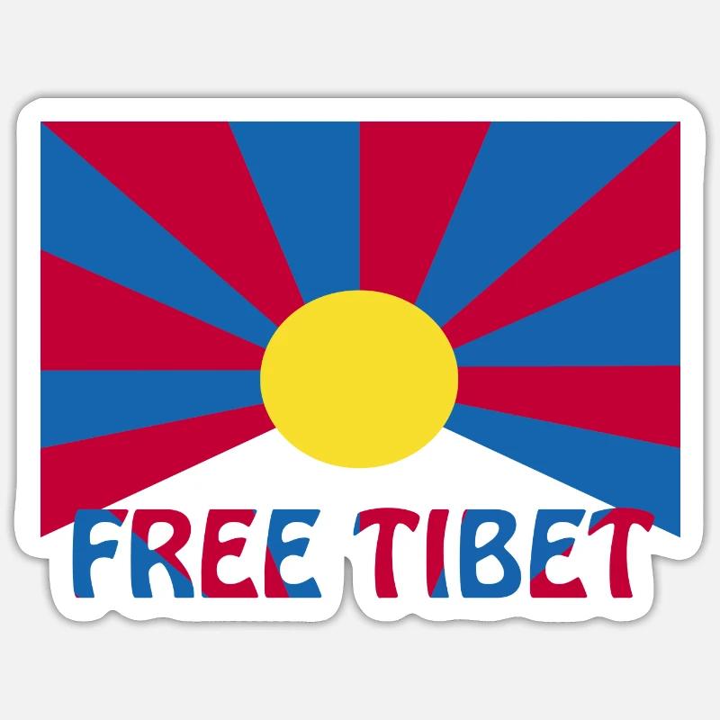 tibet libre - Sticker taille S (10 x 10 cm) - blanc mat