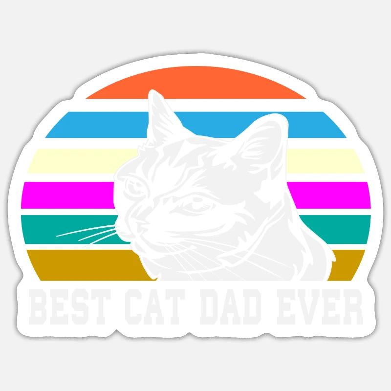 Le père de Cat - Sticker taille S (10 x 10 cm) - blanc mat