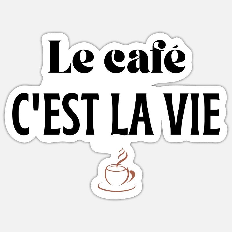 Le café c'est la vie - Sticker taille S (10 x 10 cm) - blanc mat