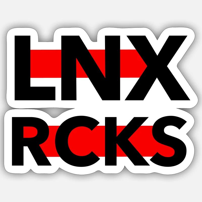 LINUX ROCKS LNX RCKS - Sticker Größe S (10 x 10 cm) - Mattweiß