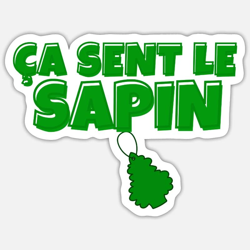 sapin, ça sent le sapin, Noël - Sticker taille S (10 x 10 cm) - blanc mat