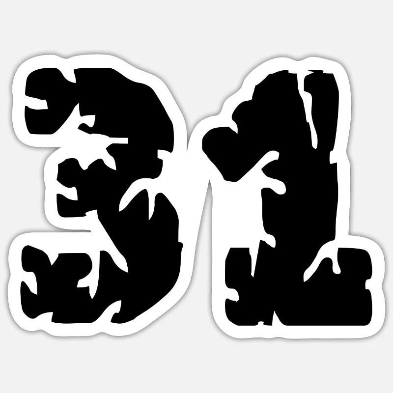 31 Maillot numéro - Sticker taille S (10 x 10 cm) - blanc mat