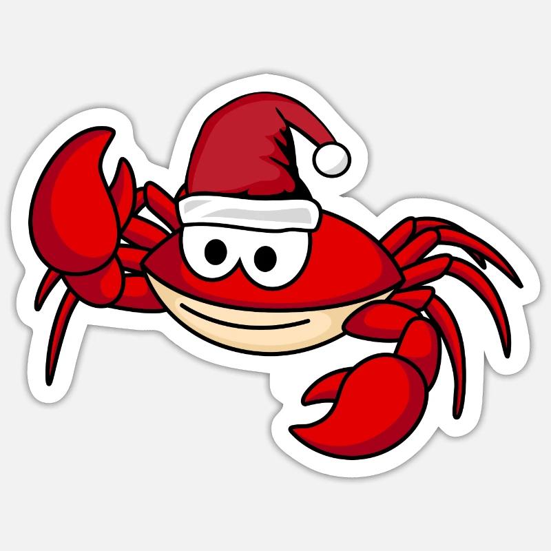 Crab Comic Christmas - Sticker size S (10 x 10 cm) - white matte