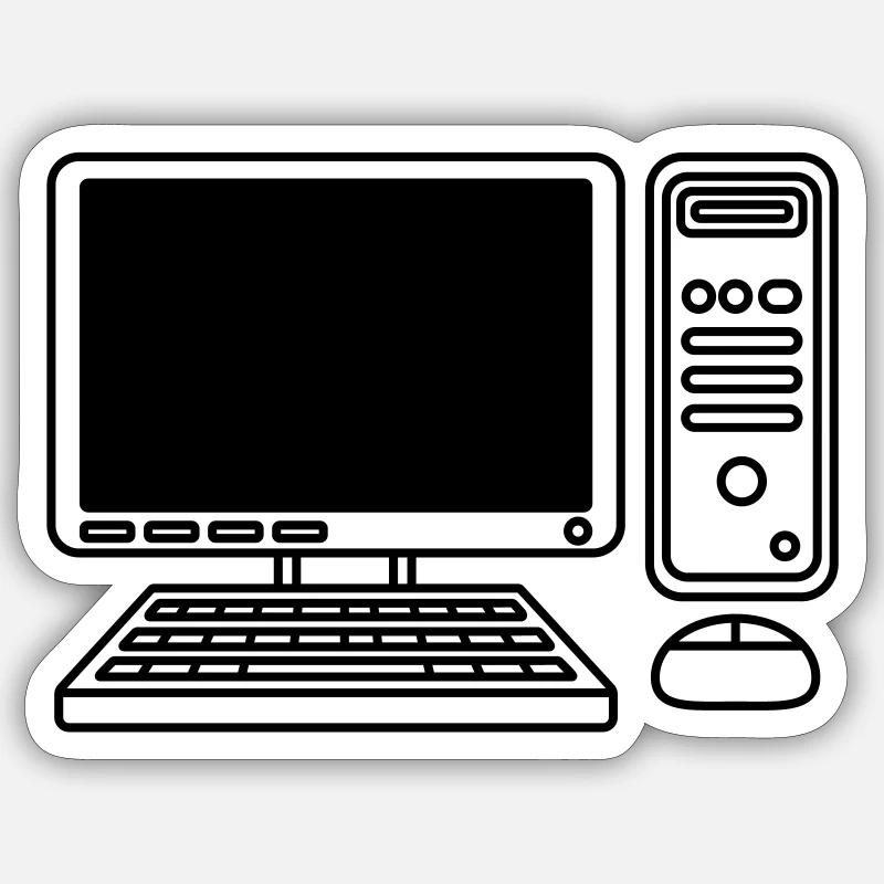 Bildschirm Tastatur Maus Computer - Sticker Größe S (10 x 10 cm) - Mattweiß