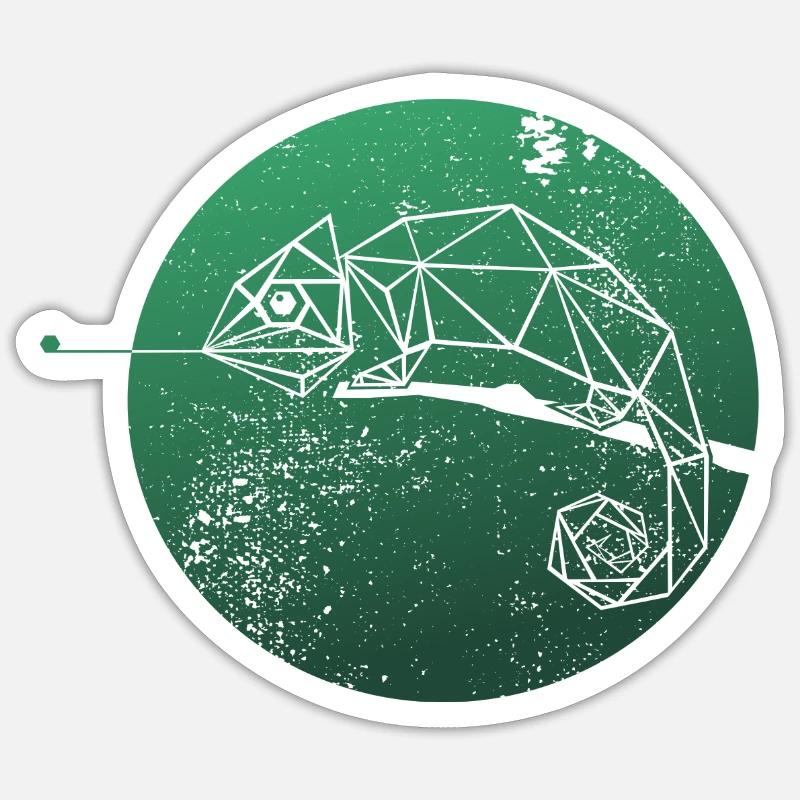 Caméléon Rétro - Sticker taille S (10 x 10 cm) - blanc mat