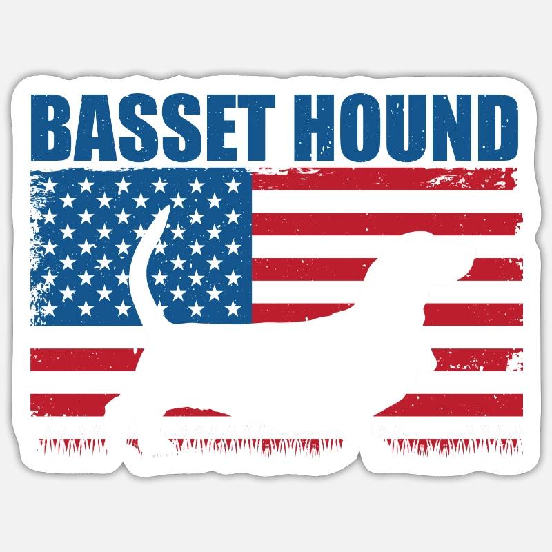 Basset Hound - Sticker taille S (10 x 10 cm) - blanc mat