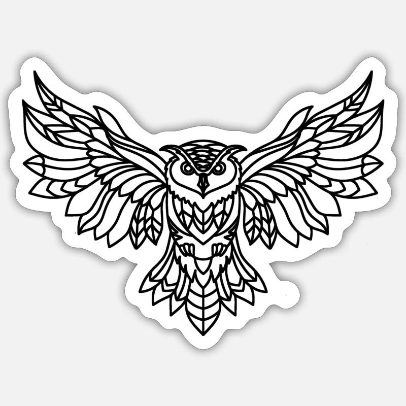 Eule - Sticker Größe S (10 x 10 cm) - Mattweiß
