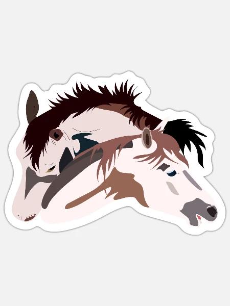 Paar Pferde - Sticker Größe S (10 x 10 cm) - Mattweiß