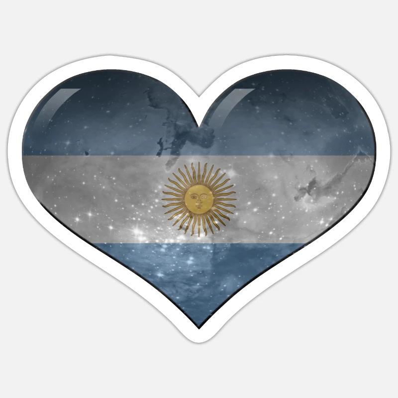 Cœur de l’Argentine - Sticker taille S (10 x 10 cm) - blanc mat