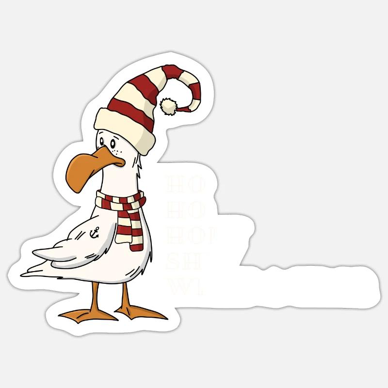Weihnachten Geschenk Möwe - Sticker Größe S (10 x 10 cm) - Mattweiß
