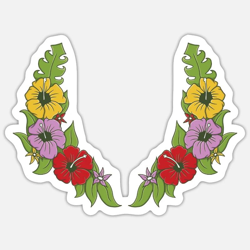Couronne de fleurs - Sticker taille S (10 x 10 cm) - blanc mat