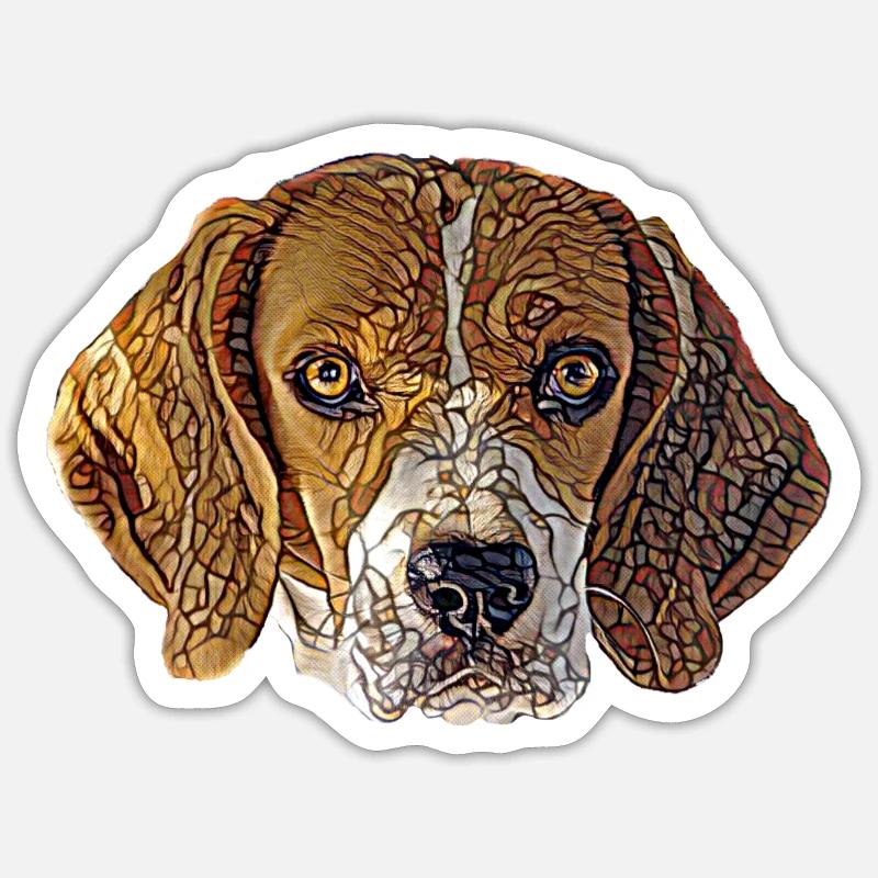 Beagle Gesicht - Sticker Größe S (10 x 10 cm) - Mattweiß