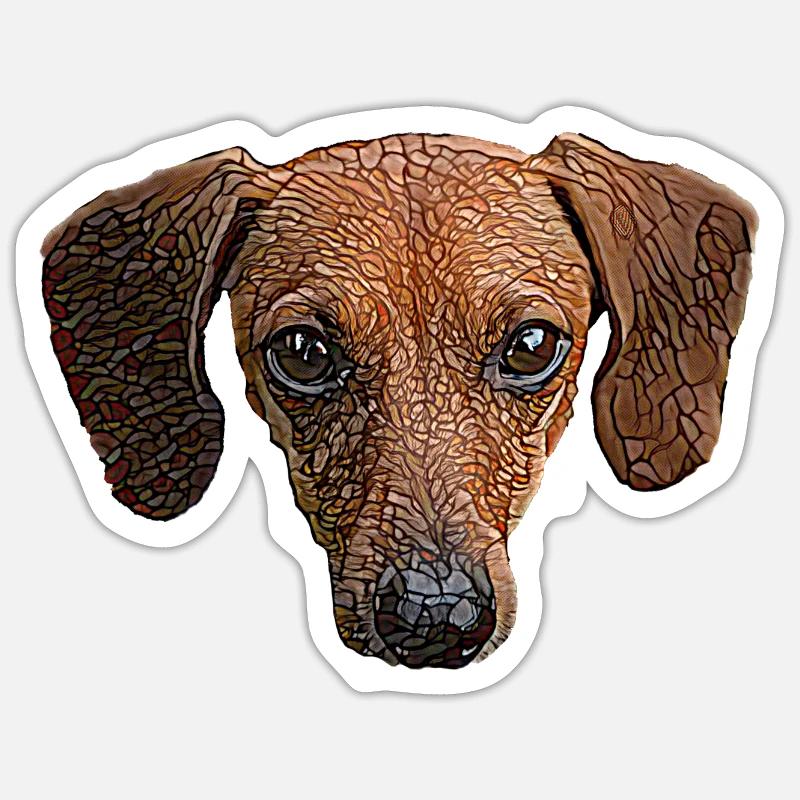 Visage de teckel - Sticker taille S (10 x 10 cm) - blanc mat