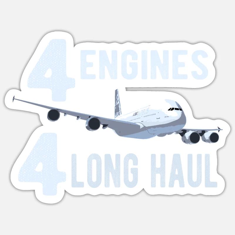 A380 4 Engines - Gift Pilot - Sticker size S (10 x 10 cm) - white matte