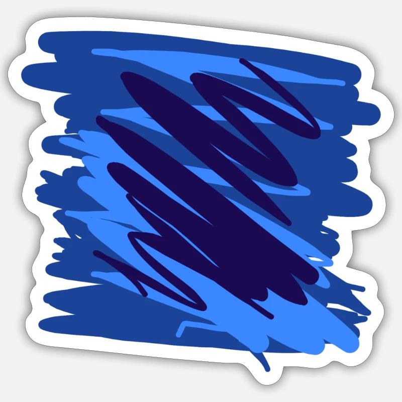 Art abstrait bleu dans différentes nuances de bleu Sticker taille S (10 x 10 cm)