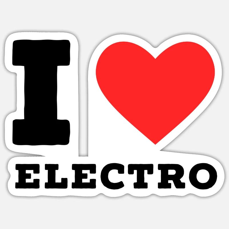I love electro - Sticker size S (10 x 10 cm) - white matte