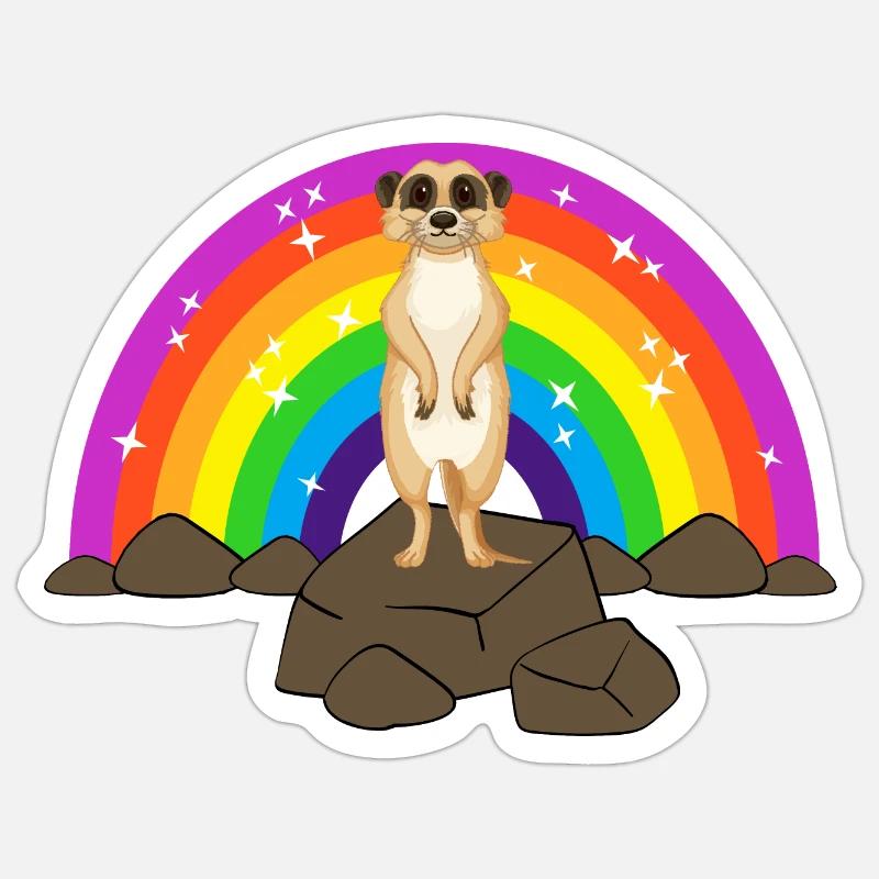 Kidcore Regenbogen Erdmännchen Steine Geschenk Sticker Größe S (10 x 10 cm)
