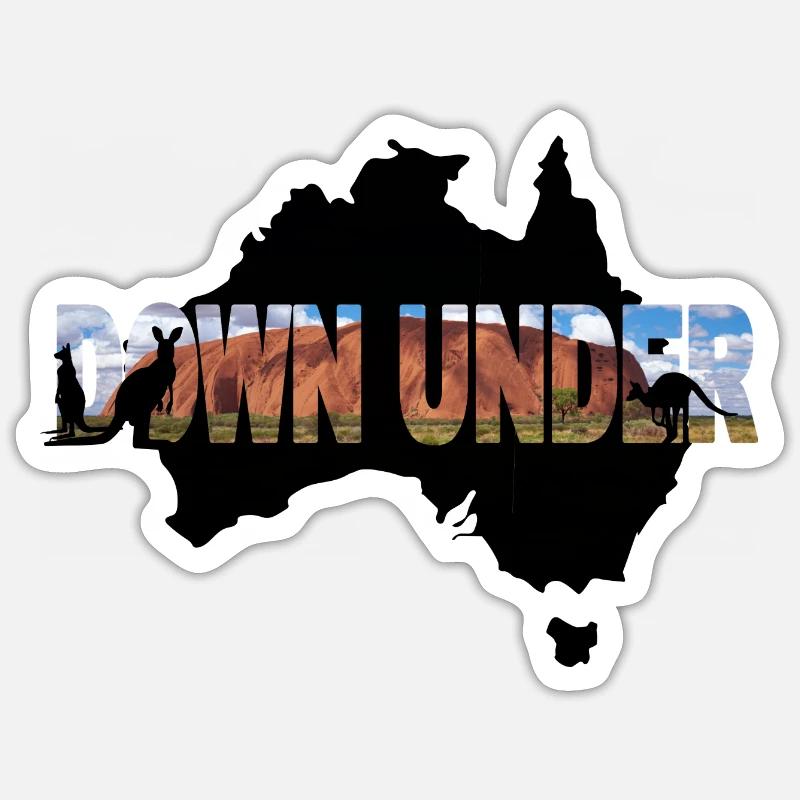 Down under - Australie - Sticker taille S (10 x 10 cm) - blanc mat